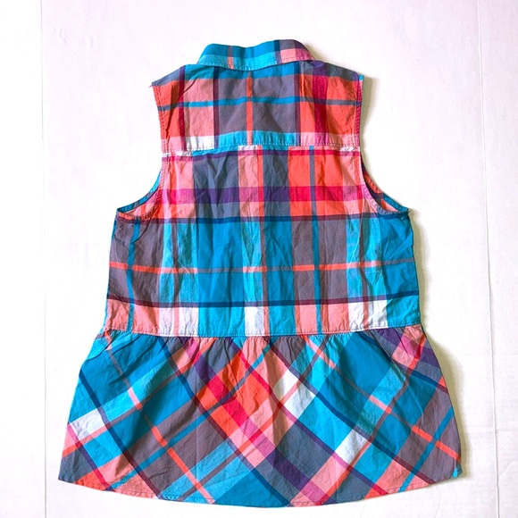 NWT Girls size 15/16 Abercrombie kids plaid collared sleeveless babydoll top - Picture 2 of 3